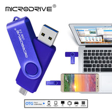 Load image into Gallery viewer, USB3.0 OTG micro usb flash drive 64GB 32GB 16GB usb stick portable USB 3.0 128GB flash drive USB pendrive Storage flash disk
